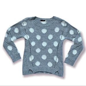 Dex Grey Knit Sweater with White Polka Dots